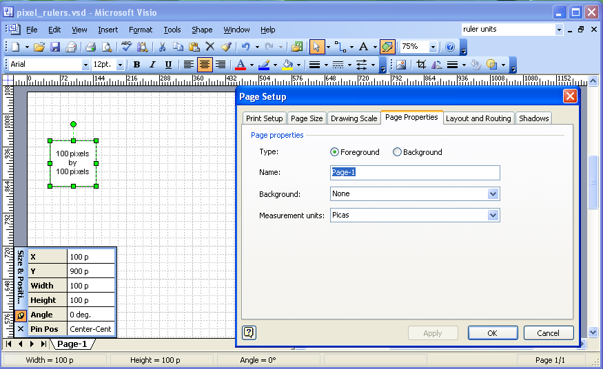 Pixel Rulers In Visio Complex Diagrams