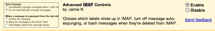 Gmail's Advanced IMAP Controls