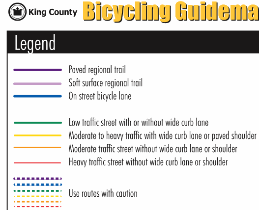 King County Bicycling Guidemap key